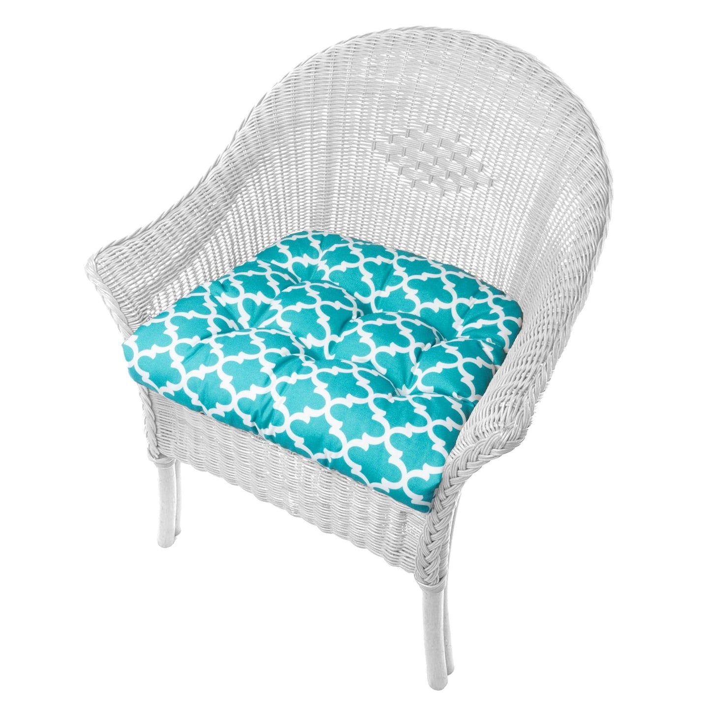 Fulton Aqua Wicker Chair Pads - Barnett Home Décor - Greenish Blue - Teal