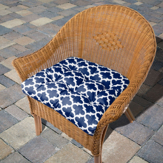 Fulton Navy Wicker Chair Pads - Barnett Home Décor - Midnight Blue and White