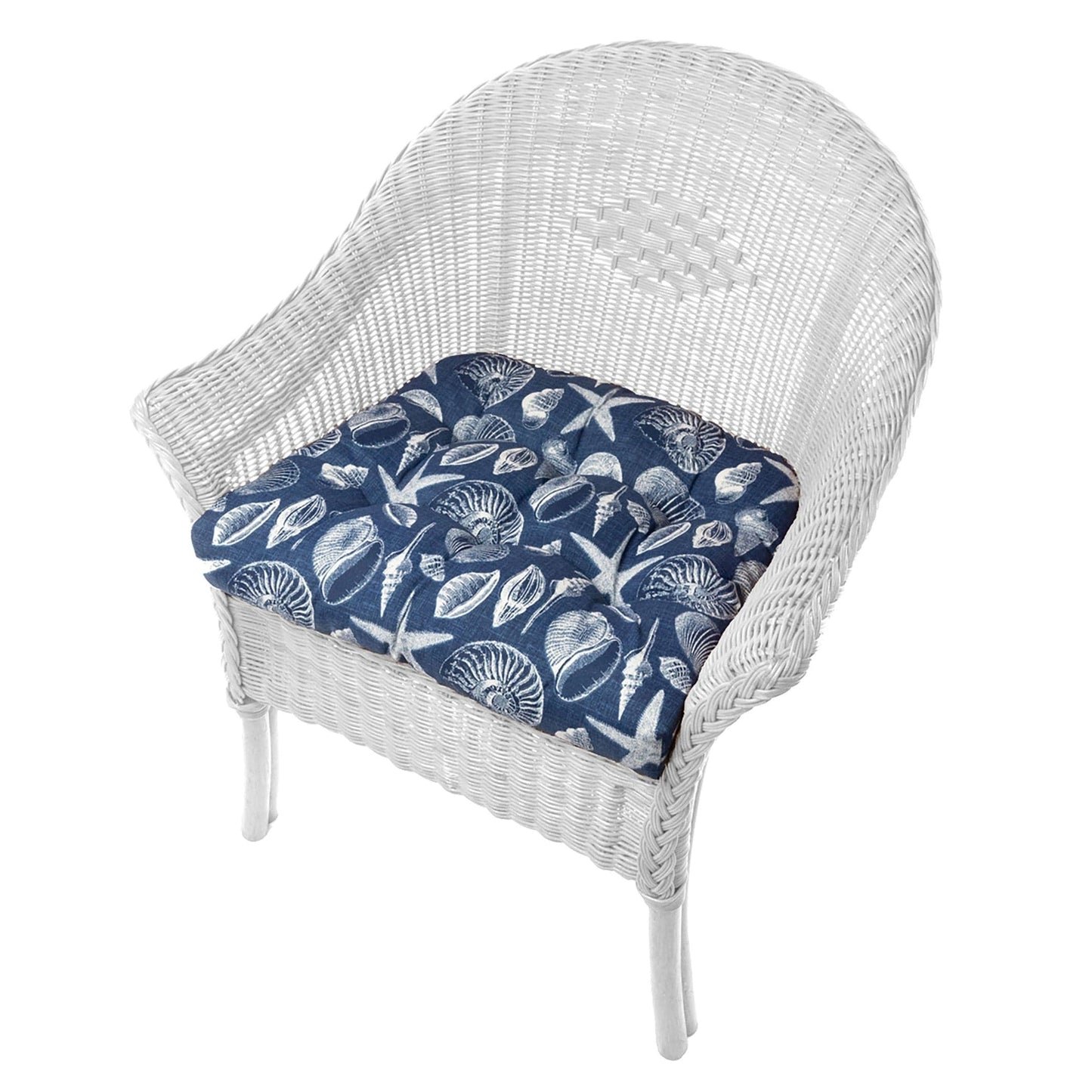 Shoreline Navy Blue Patio Chair Cushions | Wicker Chair Cushions - Adirondack Chair Cushions | Barnett Home Decor | Navy Blue & White | Aquatic | Oceanic | Coastal | Beach