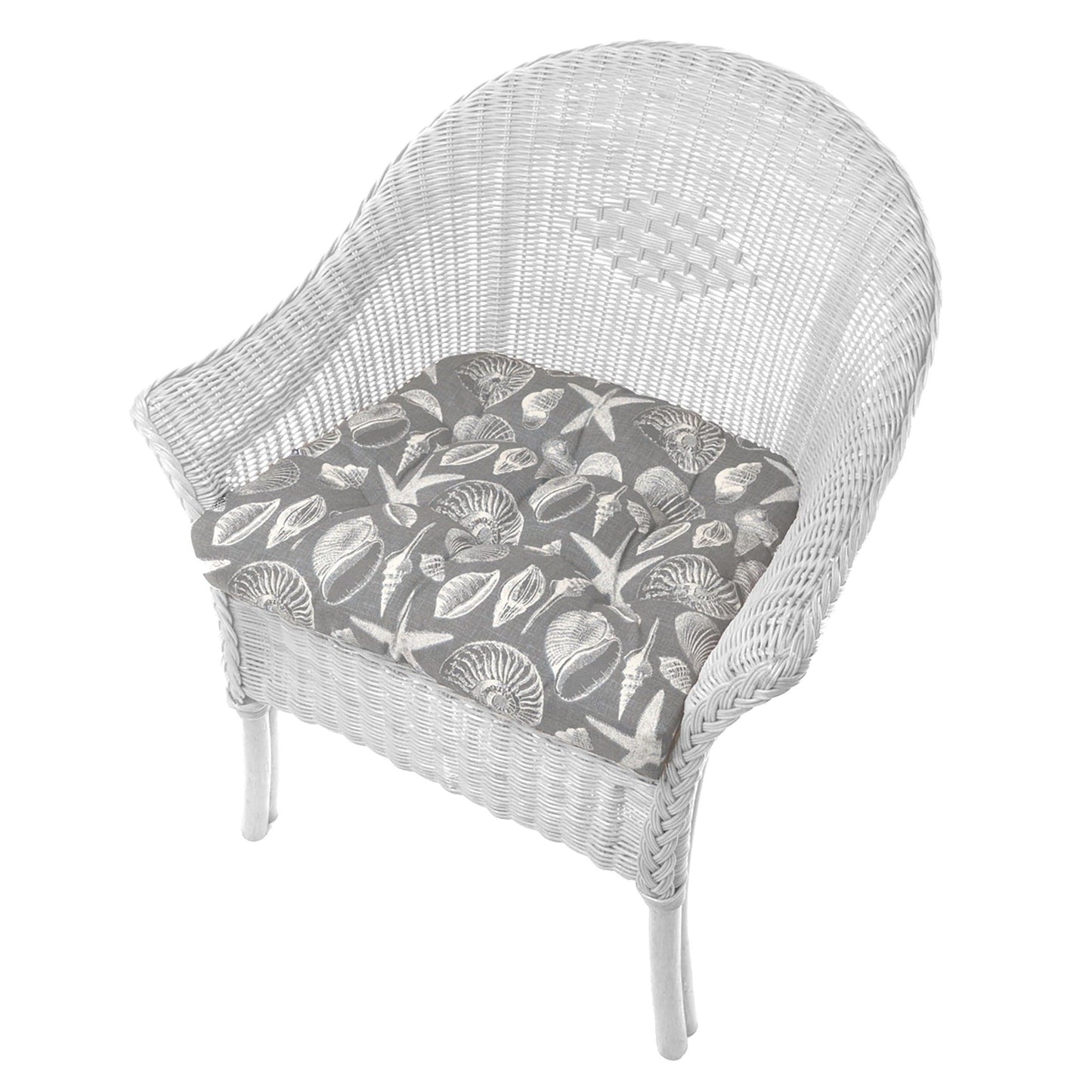 Shoreline Grey Patio Chair Cushions | Wicker Chair Cushions - Adirondack Chair Cushions | Barnett Home Decor | Grey & White | Aquatic | Oceanic | Coastal | Beach