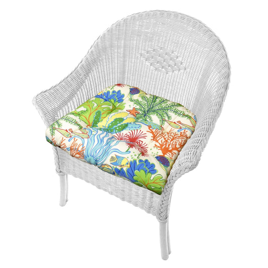 Splish Splash Wicker Chair Cushions - Adirondack Chair Cushions | Barnett Home Decor | Green, Blue, Red, & Orange | Ocean | Aquatic