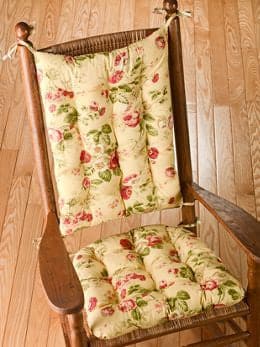Bethany Yellow Floral Rocking Chair Cushions  - Machine Washable
