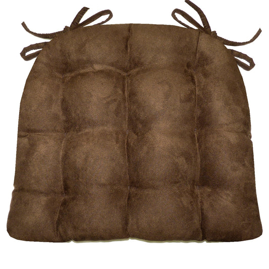 Micro-Suede Coffee Bean Brown Dining Chair Cushions - Barnett Home Decor - Coffee Brown