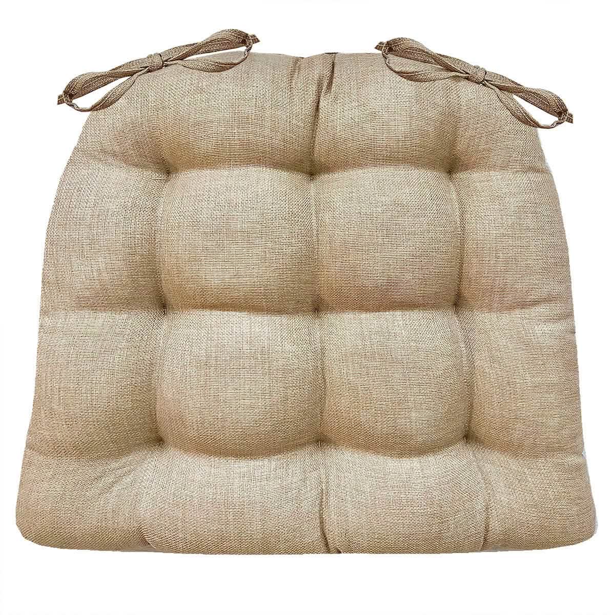 Rave Sand Indoor / Outdoor Dining Chair Pads - Latex Foam Fill, Solid Neutral Color | Tan | Natural