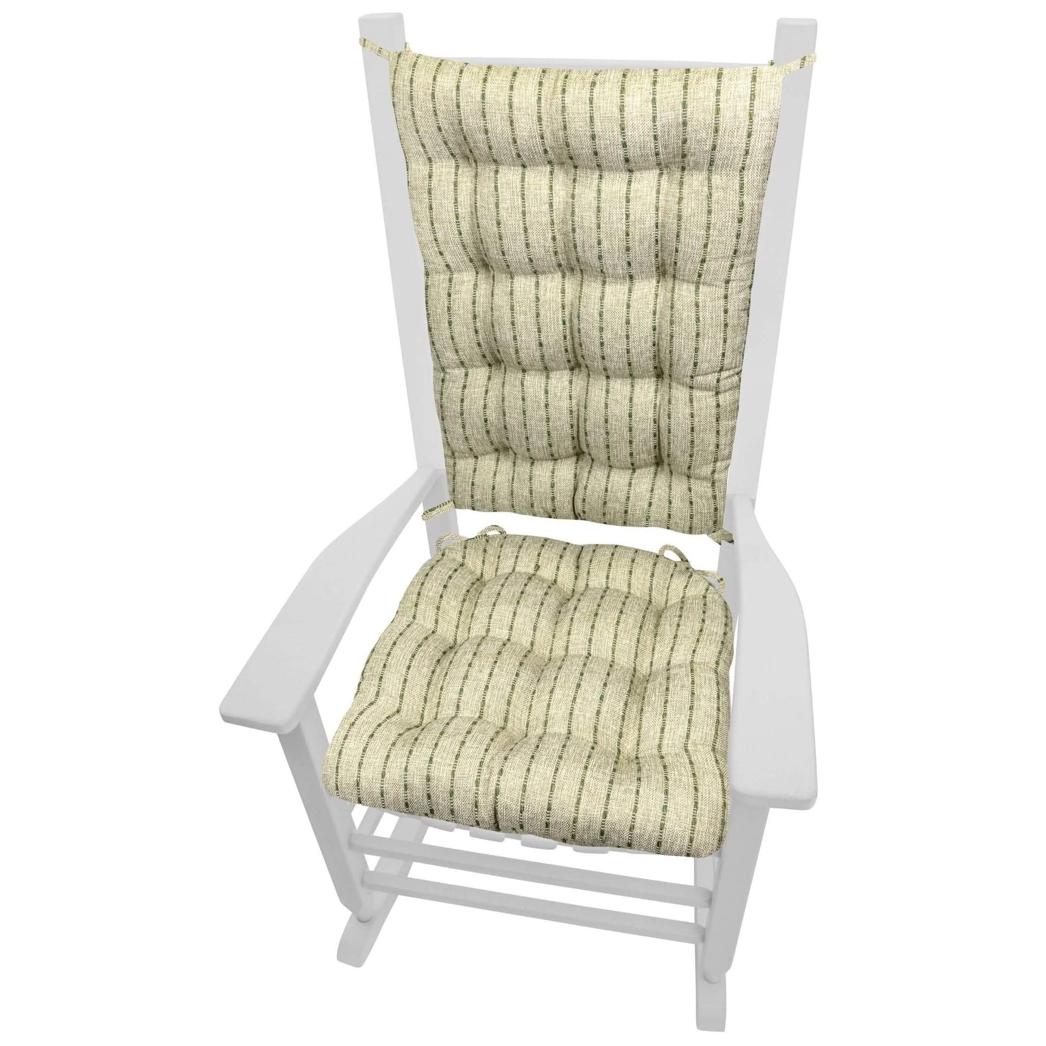 Avante Green Striped Rocking Chair Cushions - Latex Foam - Barnett Home Décor