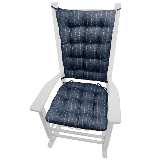 Avante Navy Blue Striped Rocking Chair Cushions - Latex Foam - Barnett Home Décor