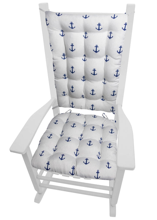 Anchors Stripe Porch Rocker Cushions - Latex Foam Fill