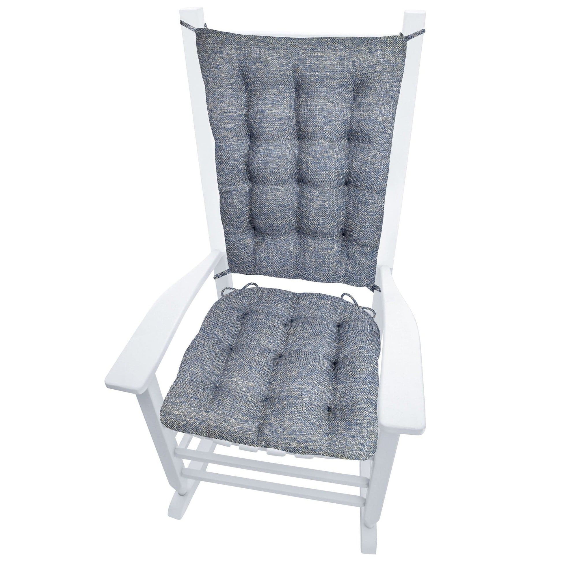 Brisbane Colonial Blue Rocking Chair Cushions - Latex Foam - Barnett Home Décor - Blue - Tweed