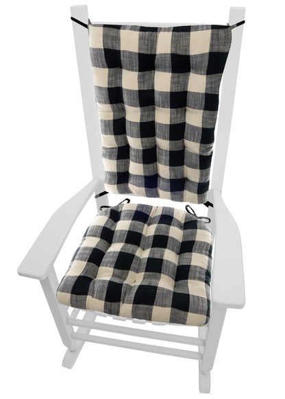 Pastoral Buffalo Check Rocking Chair Cushion Set - Latex Foam Fill - Reversible