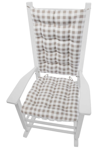 Classic Check Taupe Rocking Chair Cushions | Barnett Home Decor | Taupe