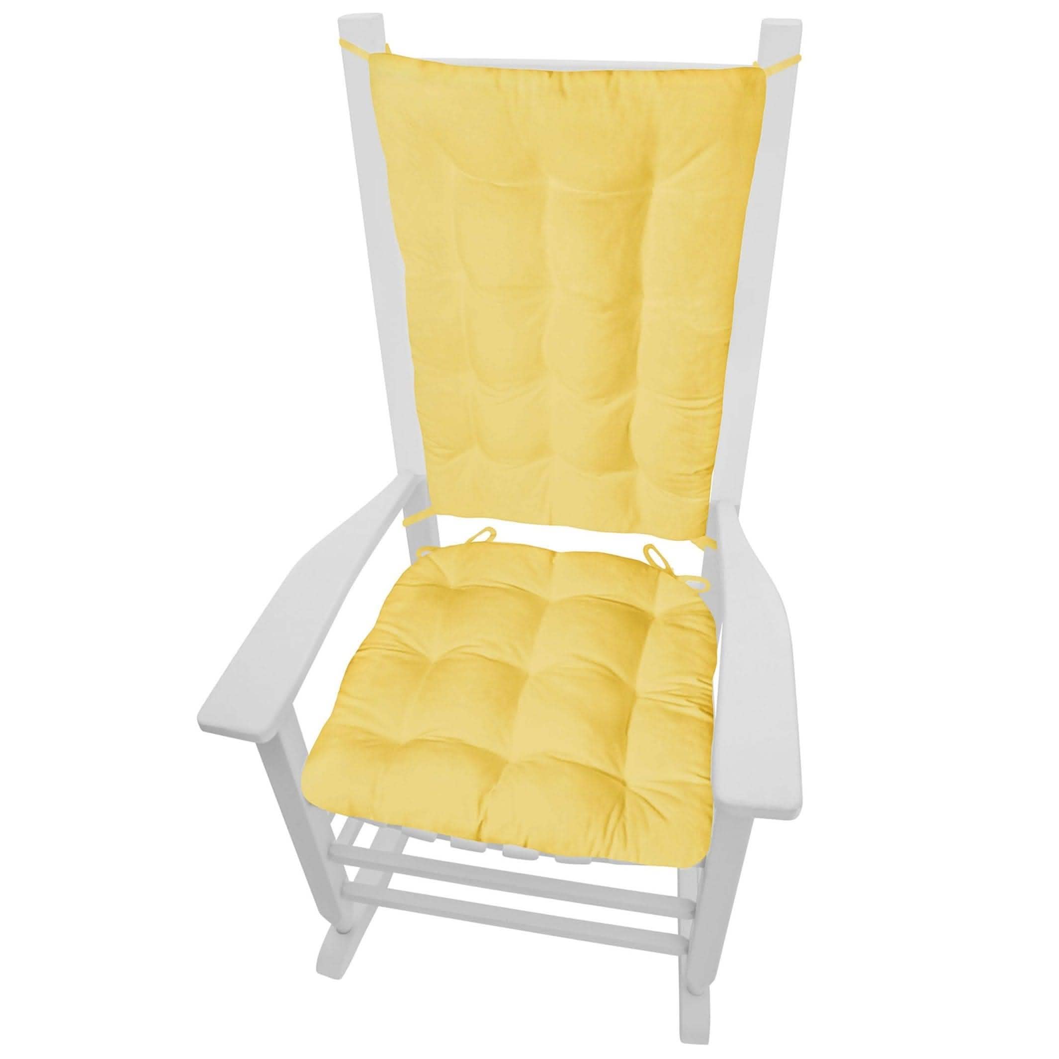 Cotton Duck Yellow Rocking Chair Cushions Latex Foam Fill Reversib