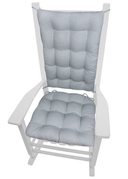 Madrid Lake Blue Gingham Rocking Chair Cushions - Barnett Home Decor - Blue & White