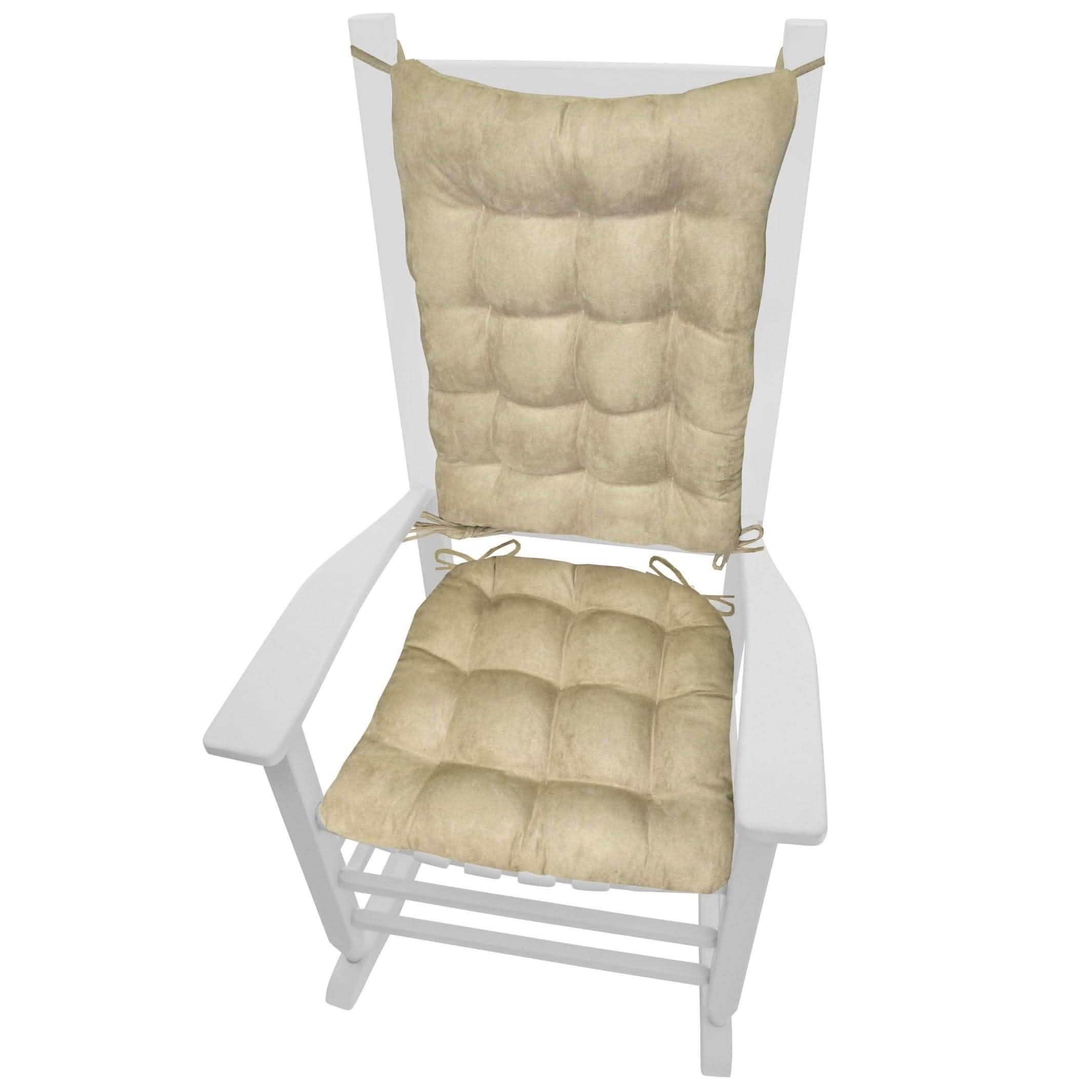 Micro-Suede Chamois Rocking Chair Cushions - Barnett Home Decor - Beige