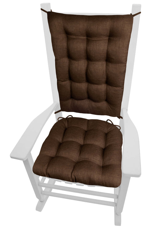 Rave Chocolate Brown Indoor/Outdoor Rocking Chair Cushions - Barnett Home Decor -  Brown