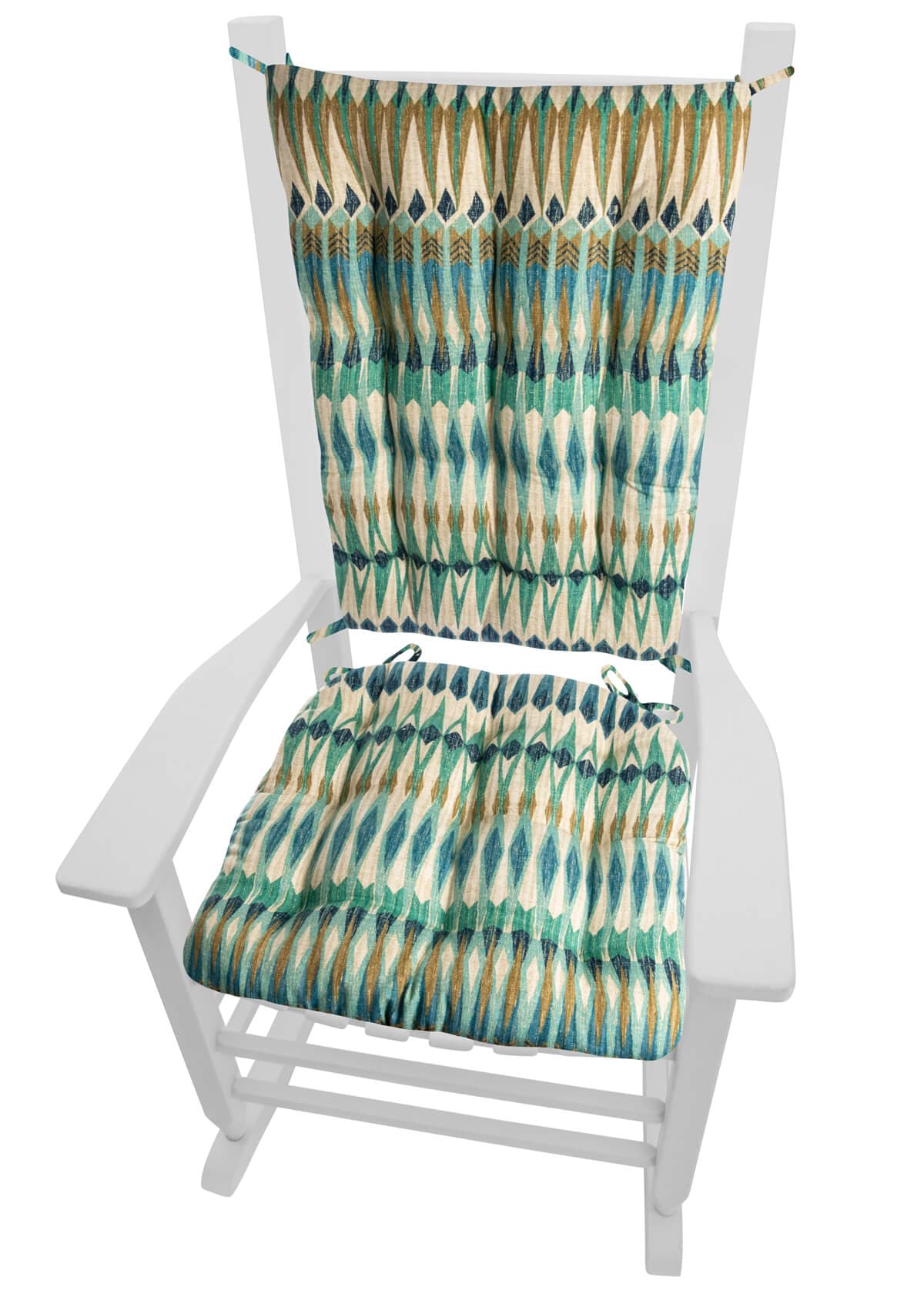 Southwest Arapaho Rocking Chair Cushions - Barnett Home Decor - Aqua, Teal, & Gold