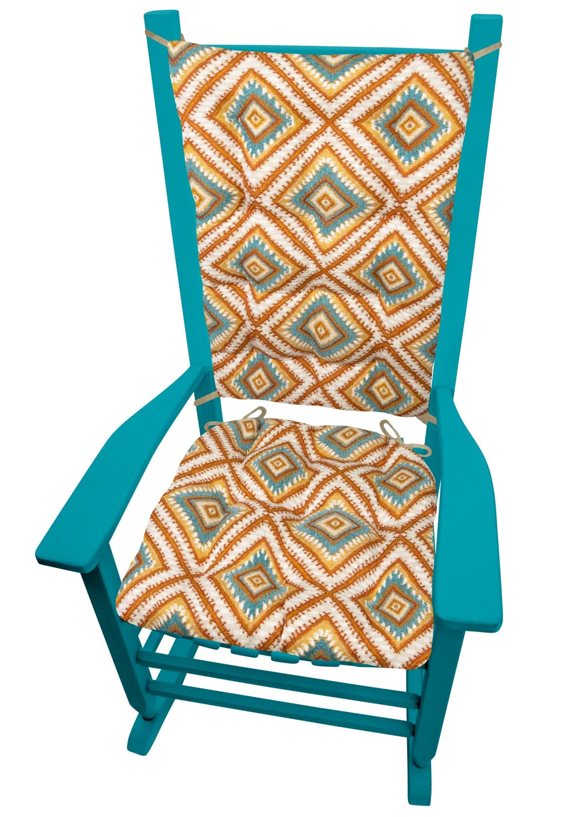 Southwest Dakota Rocking Chair Pads - Barnett Home Decor - Turquoise, White, & Copper