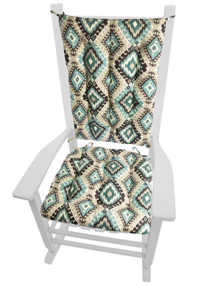 Southwest Moonstruck Rocking Chair Cushions - Barnett Home Decor - Turquoise, Grey, & Black