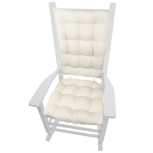 Ticking Stripe Natural Rocking Chair Cushions - Barnett Home Decor - Tan & White