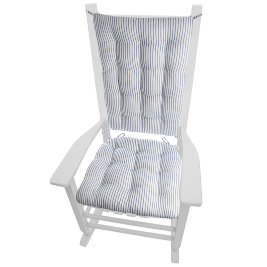 Ticking Stripe Navy Blue Rocking Chair Cushions | Barnett Home Decor | Blue & White 