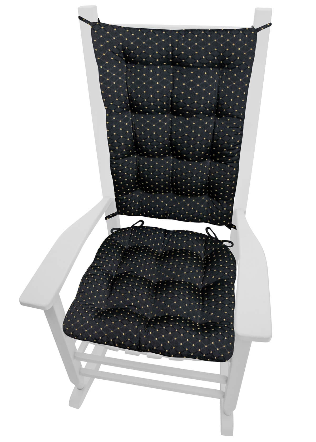 Tiffany Black Brocade Rocking Chair Cushions | Barnett Home Decor | Black