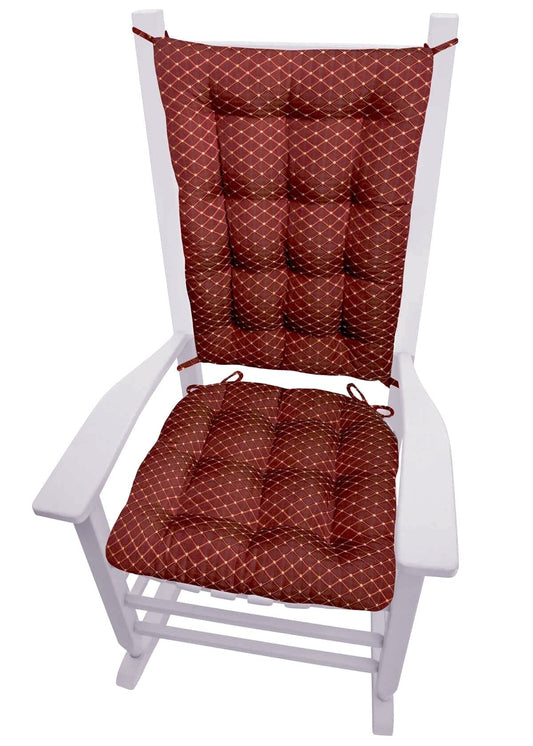 Tiffany Wine Red Brocade Rocking Chair Cushions | Barnett Home Decor | Red