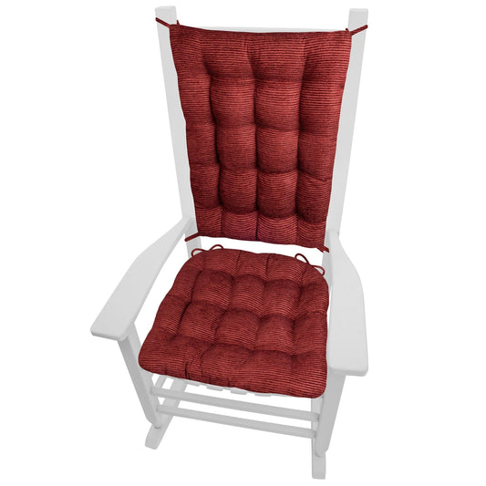 Chenille Rib Claret Red Rocking Chair Cushion - Barnett Home Decor - Red