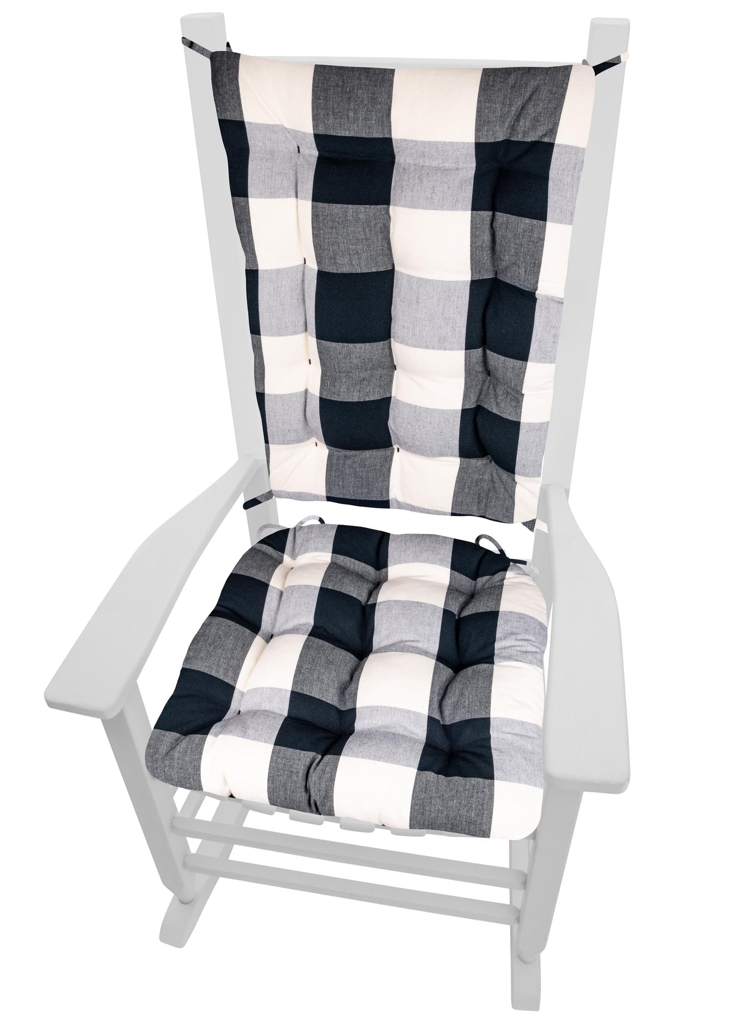 Vignette Buffalo Check Black Rocking Chair Cushions - Barnett Home Decor - Black & White