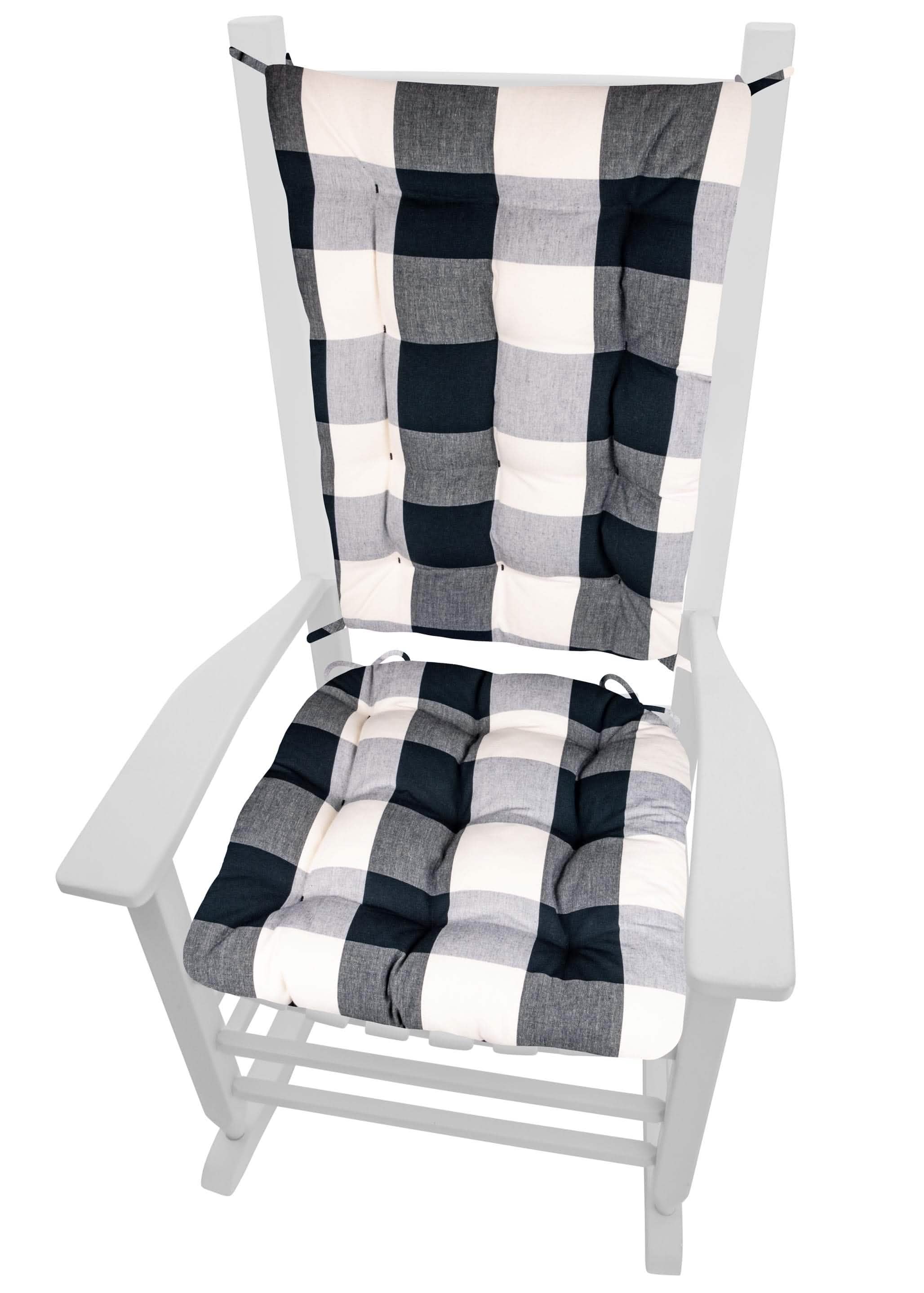 Vignette Buffalo Check Black Rocking Chair Cushions - Barnett Home Decor - Black & White