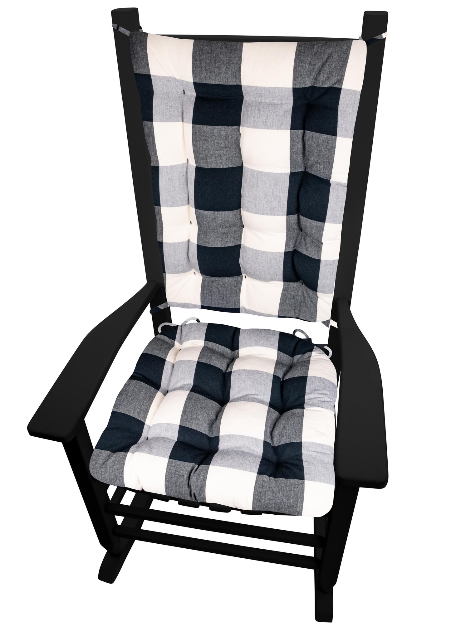 Vignette Buffalo Check Black Rocking Chair Pads - Barnett Home Decor - Black & White