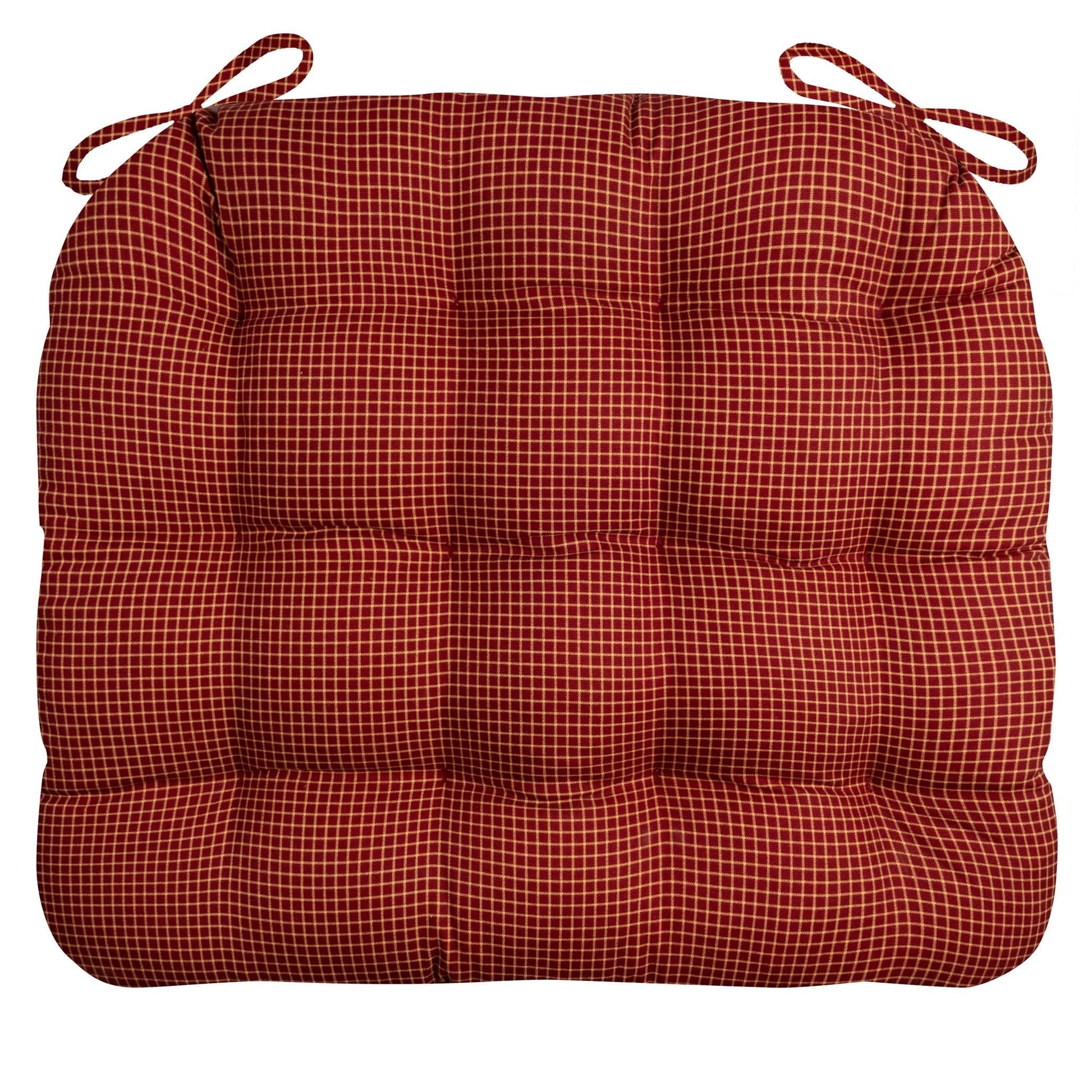 Capri Red Window Pane Plaid XXL Rocking Chair Seat Cushion - Latex Foam Fill