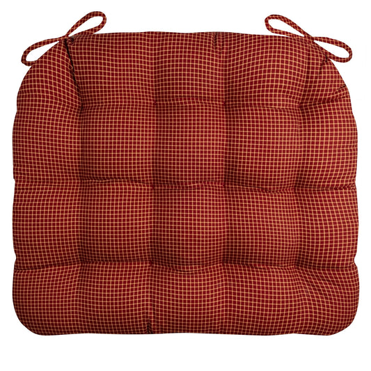 Capri Red Window Pane Plaid XXL Rocking Chair Seat Cushion - Latex Foam Fill
