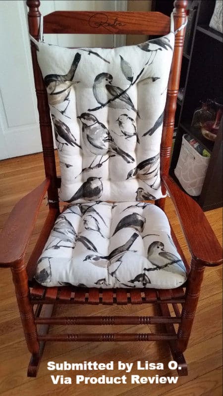 Song Bird Black Rocking Chair Cushion | Barnett Home Decor | Black, Taupe, & Gray