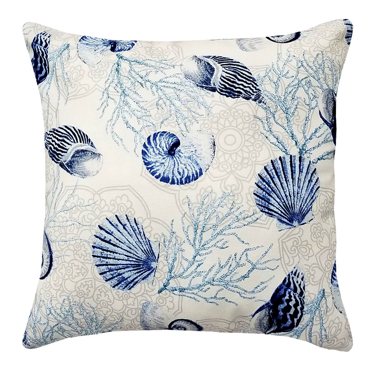 Shell Dance Blue 14" Toss Pillow - Reverses to Microsuede Royal Blue