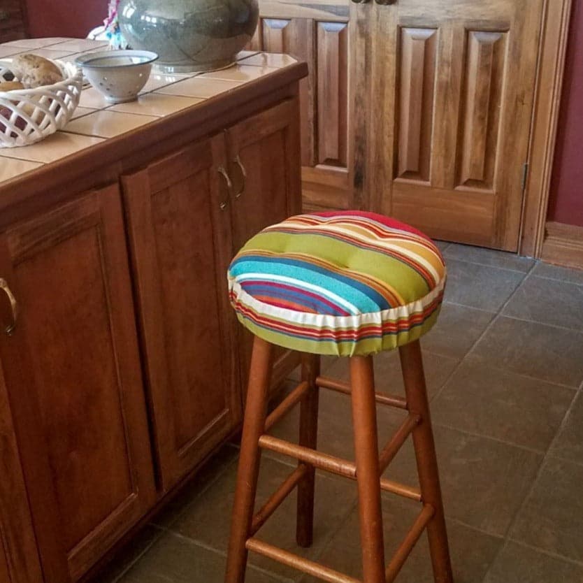 Westport Red Indoor/Outdoor Barstool Cushion | Barnett Home Decor | Red, Green, Blue, & Yellow