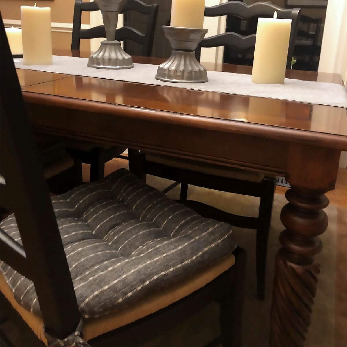 striped dining room chair cushions in charcoal black