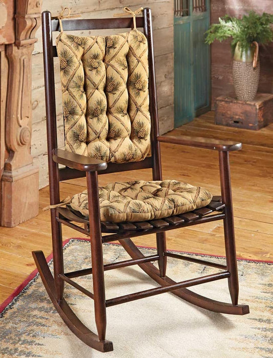 Pine Cones Beige Rocking Chair Cushions - Latex Foam Fill
