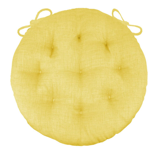 Rave Yellow Gold Bistro Chair Pad - 16" Round Cushion with Ties -Barnett Home Decor - Indoor/Outdoor