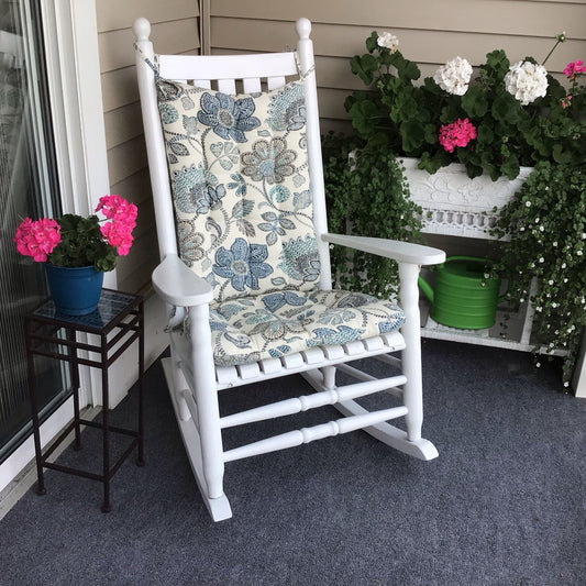 Barnett Home Decor Boutique Floral Blue Rocking Chair Cushion 