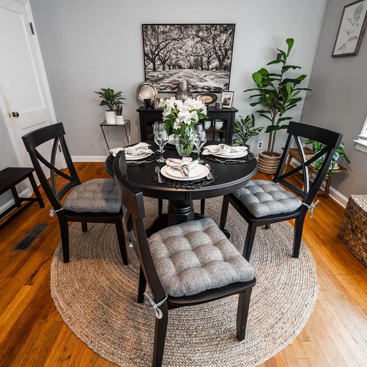 Brisbane Silver Grey Dining Chair Pad - Latex Foam Fill - Reversible