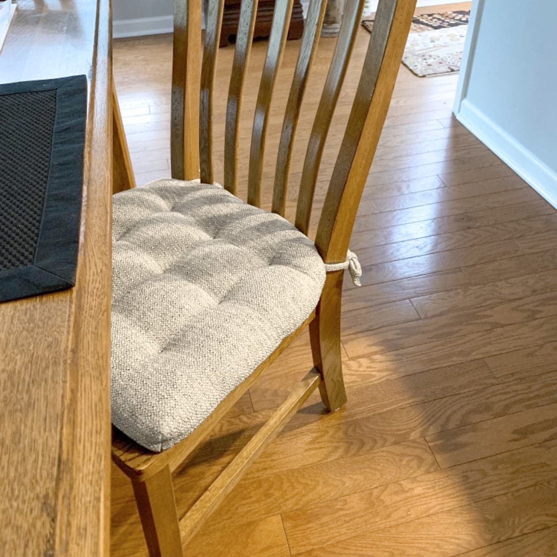 Brisbane Natural Dining Chair Pads - Barnett Home Decor - Basket Weave - Plain Tweed - Wheat