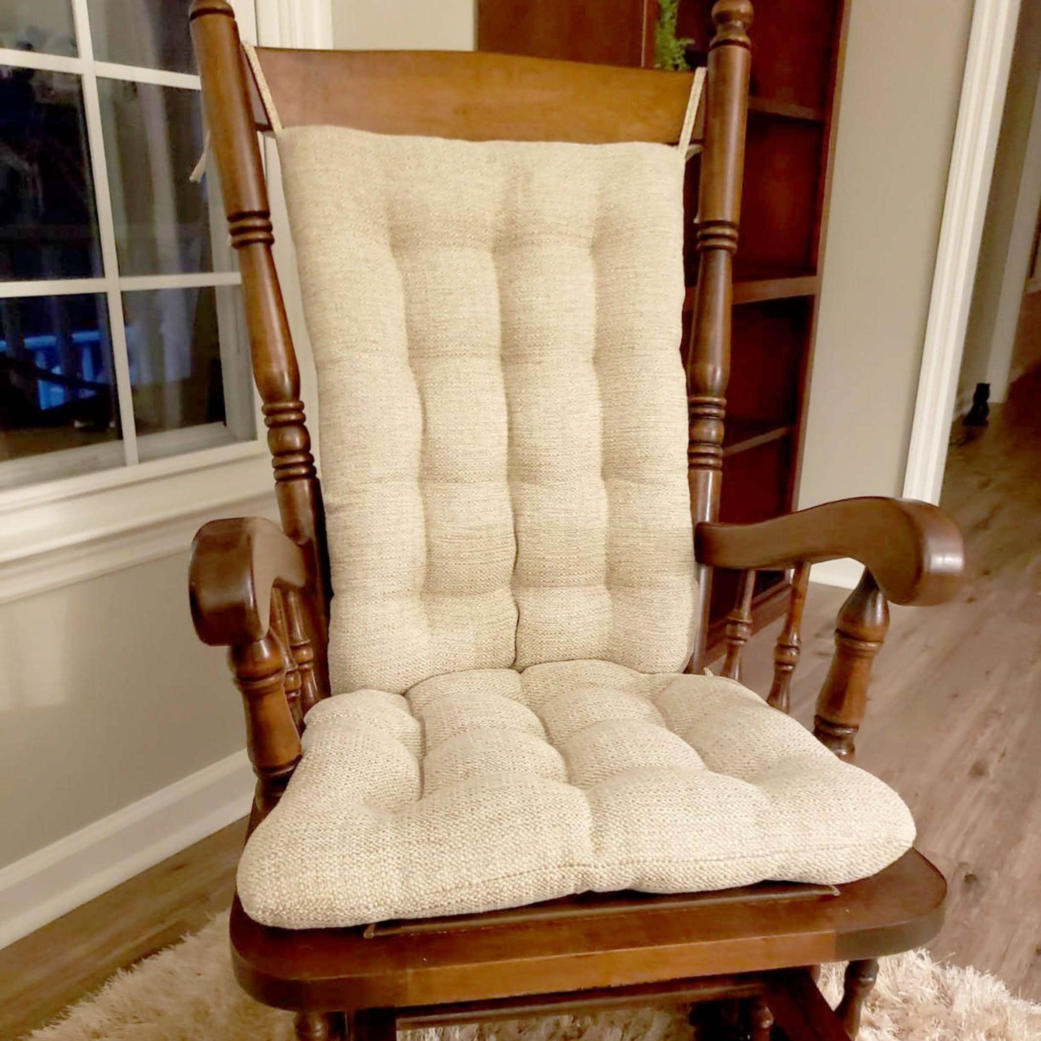 Brisbane Natural Rocking Chair Cushions - Latex Foam - Barnett Home Décor - Ivory & Pearl - Beige Tan 