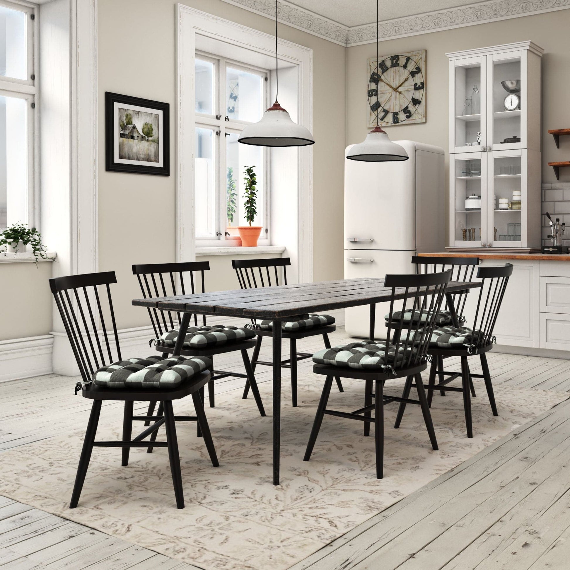 Buffalo Check Black and Grey Dining Chair Cushions- Barnett Home Décor