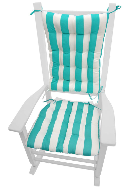 Sea Shore Seahorse Aqua Porch Rocker Cushions - Indoor / Outdoor - Latex Foam Fill - Fade Resistant