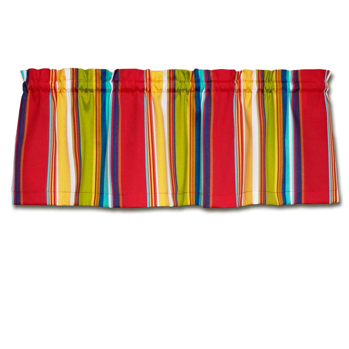 Westport Red Cabana Stripe Cafe Valances - Straight Tailored Window Treatments