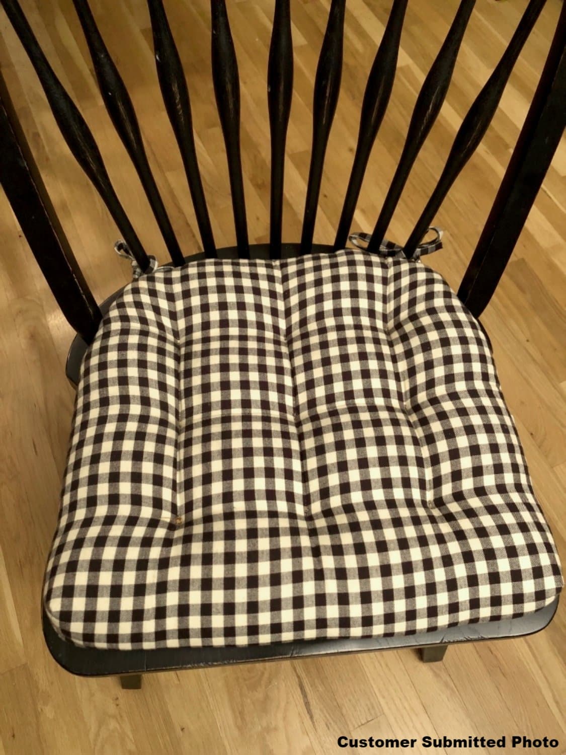 Checkers Black and Tan Dining Chair Cushions | Barnett Home Decor | Black & Cream