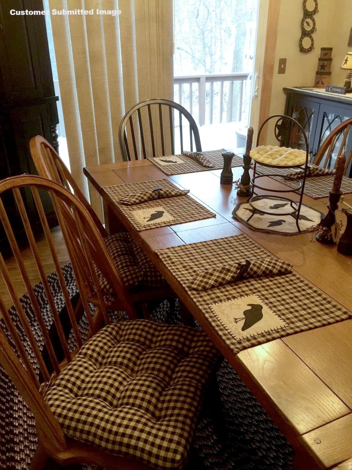 Checkers Black and Tan Plaid Dining Chair Cushion - Barnett Home Decor - Black & Tan