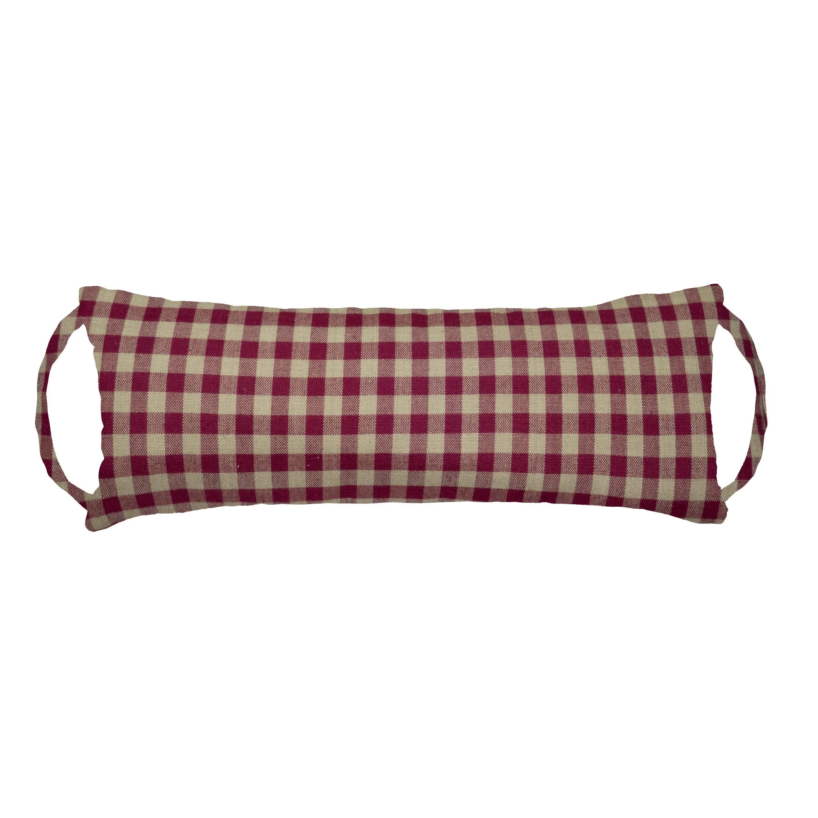 Farmhouse Check Dark Red & Tan | Travel Pillow | Barnett Home Decor