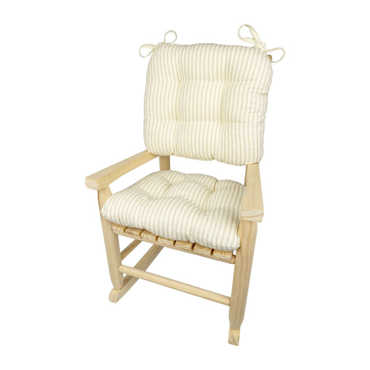 Ticking Stripe Natural Child Rocking Chair Cushions - Made in USA - Machine Washable