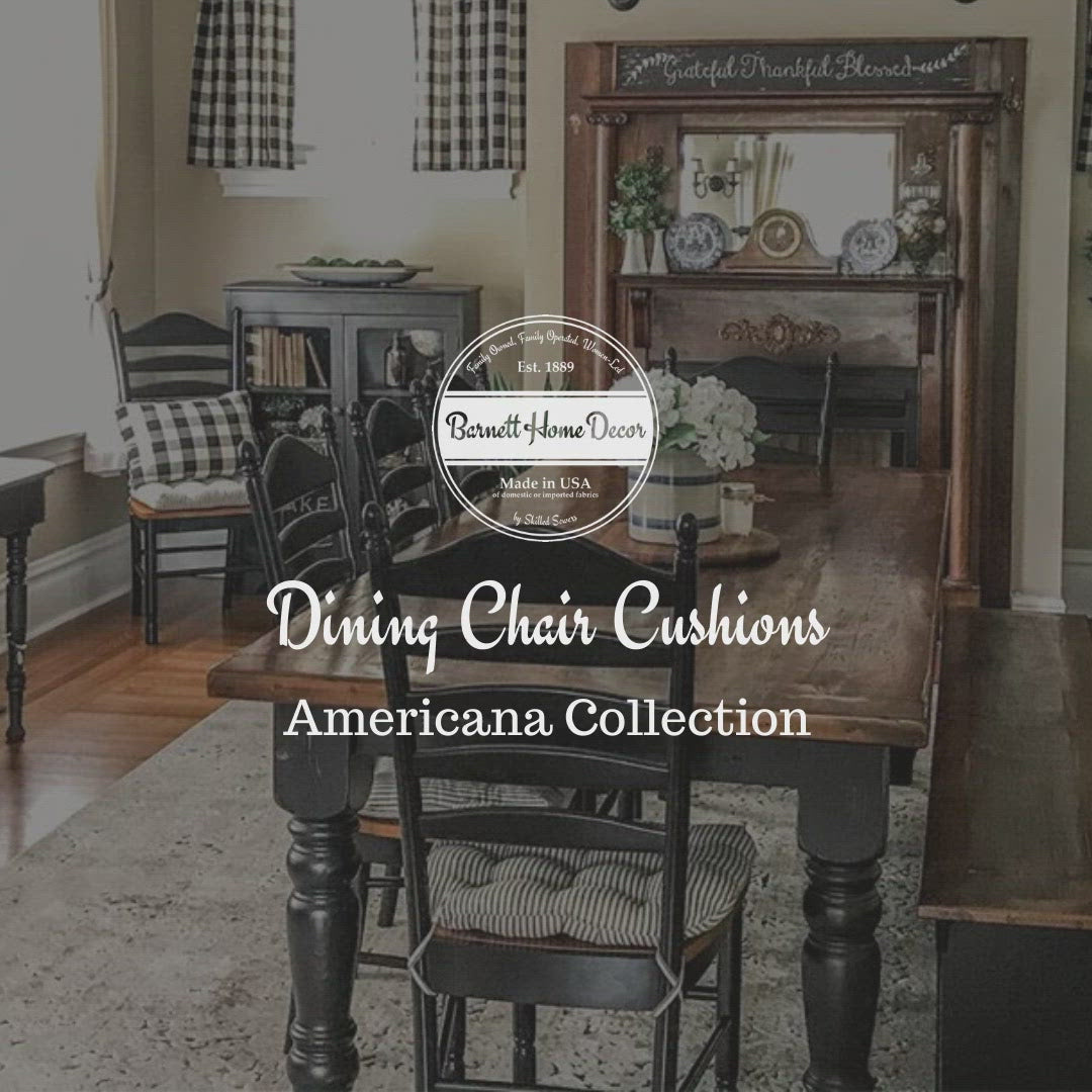 Farmhouse Check Black & White Checked Chair Pad - Latex Foam Fill