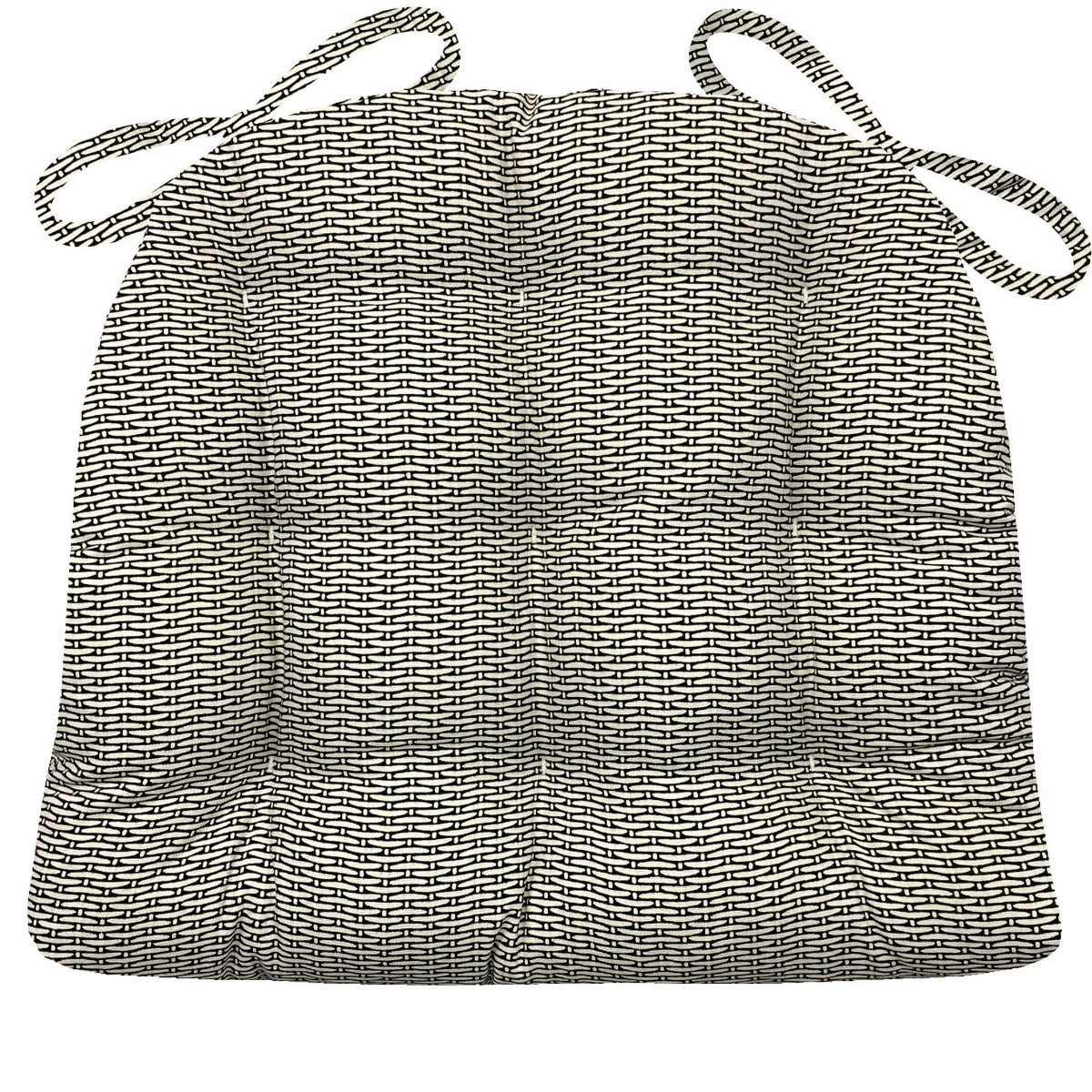 black basketweave pattern natural cotton chair pad with ties - barnett home decor